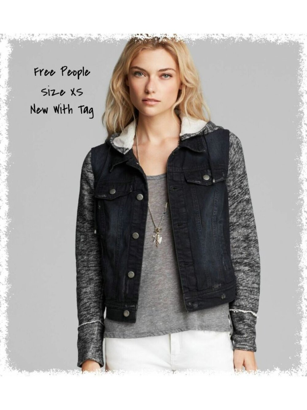 Free People Black Hooded Jacket Xtra Small  - New Tags - Picture 1 of 3